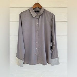 Karl Lagerfeld Silver Button-Down Shirt